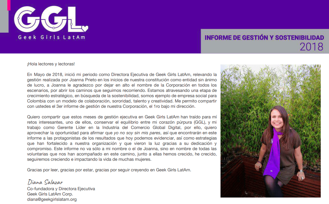 Sostenibilidad GGL 2018 – Diana Salazar