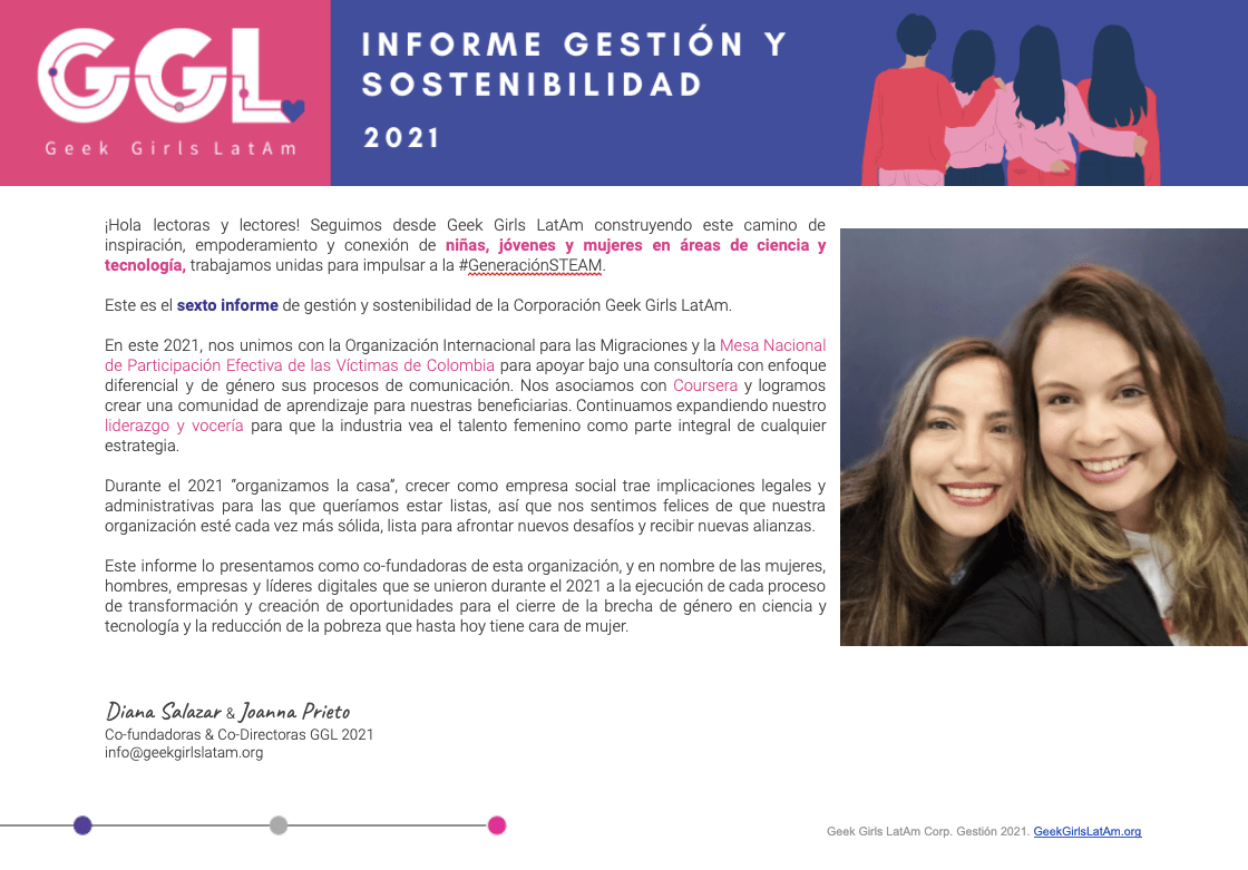 Informe Gestión Geek Girls LatAm 2021