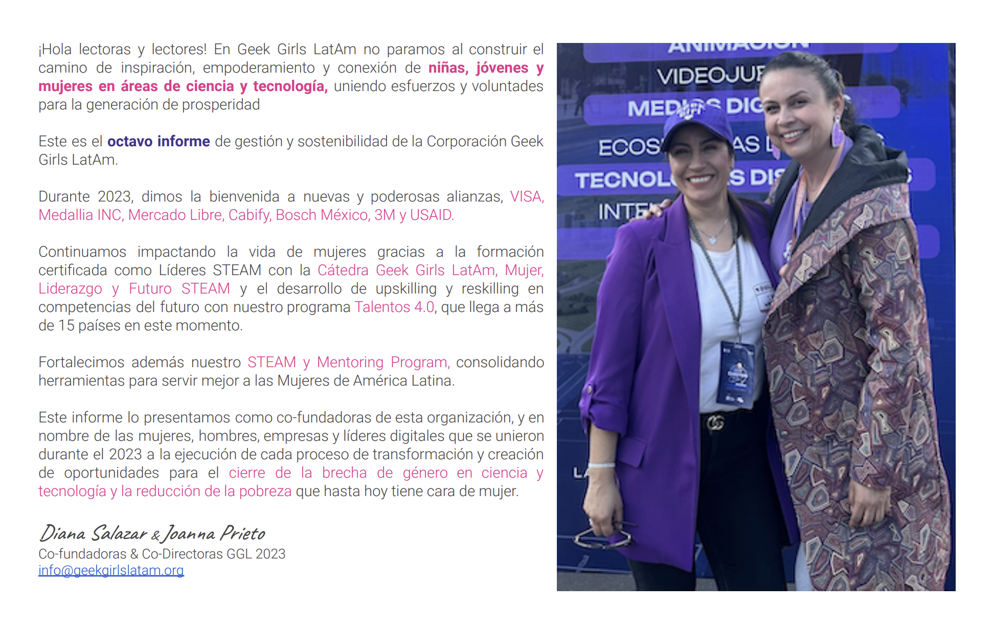 Geek Girls LatAm – Cofundadoras Diana Salazar y Joanna Prieto 2024