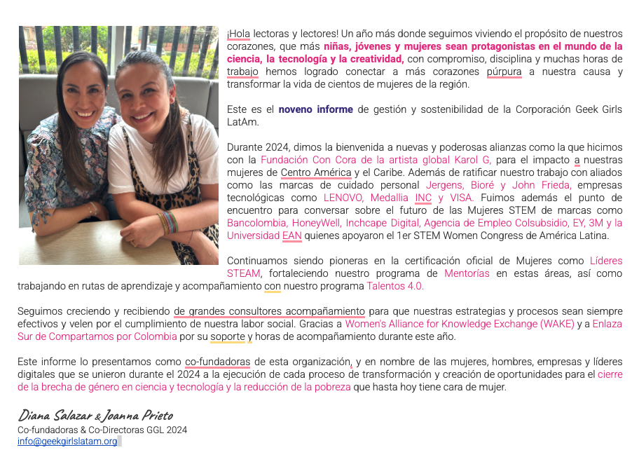 Geek Girls latAm informe gestion 2024